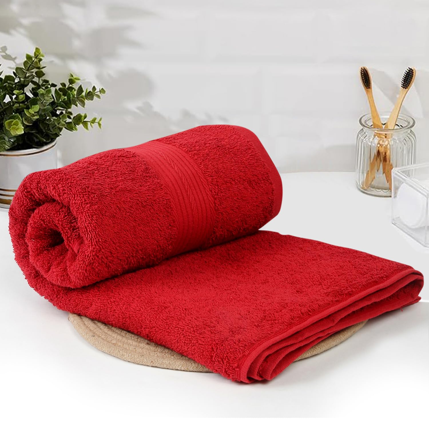 Cotton Bath Towel | 500 GSM | Fade Resistant | Red