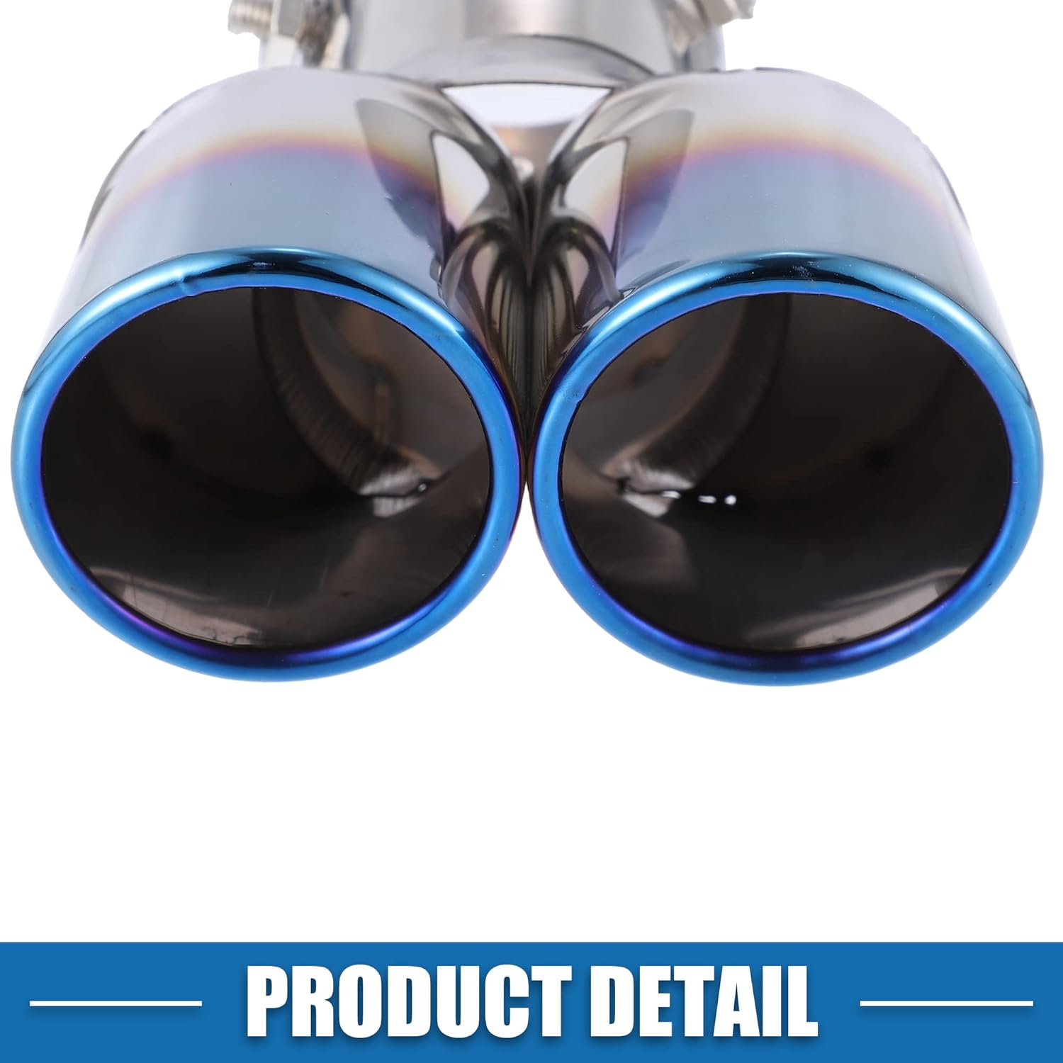 Car Dual Exhaust Tip Pipe Double Outlet Applicable Diameter 2.4" Universal Exhaust Pipes Muffler Tip Tailpipe Bolt-On Metal Baked Blue