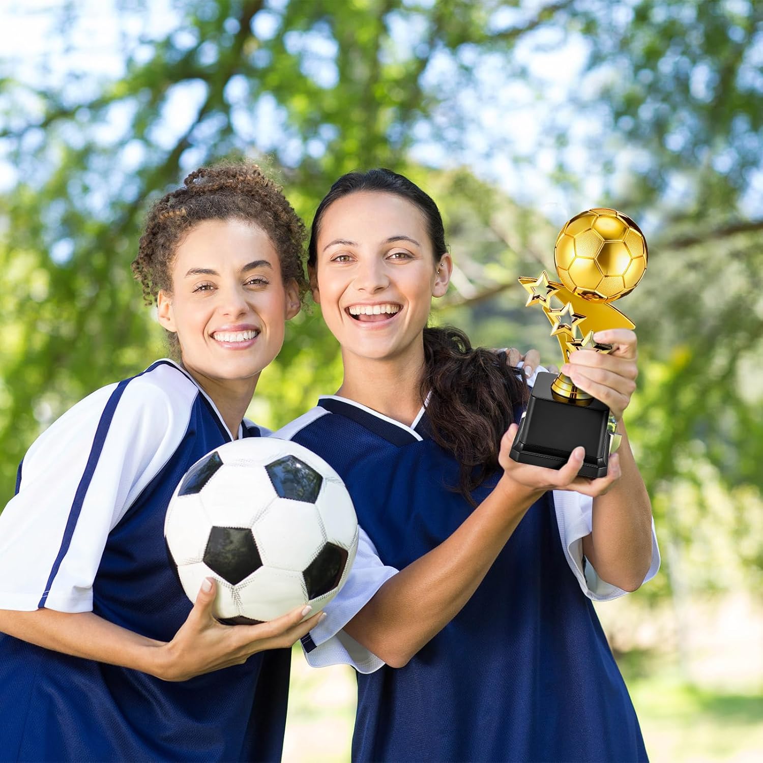 BreezeHug 6 Pack Soccer Trophies for Awards, 7.4 Inch Tall Gold Participation Plastic Trophy Cups Sports Tournament Contest Trophies Award Bulk Plaques Team Prize Gift for Competition