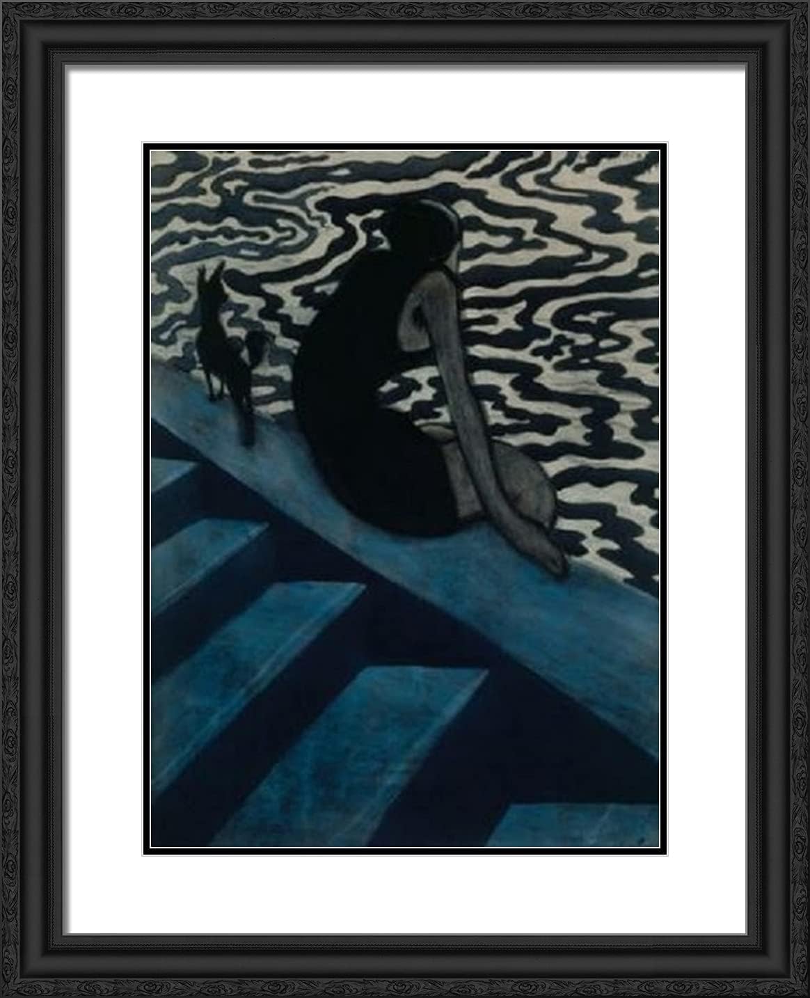 ArtDirect Spilliaert, Leon 20x24 Gold Ornate Framed Art Print with Double Matting Titled: The Bather I