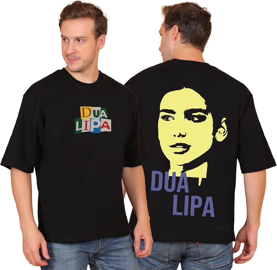 AWARA BACHA Dua Lipa Oversized Black T-Shirt for Men and Women