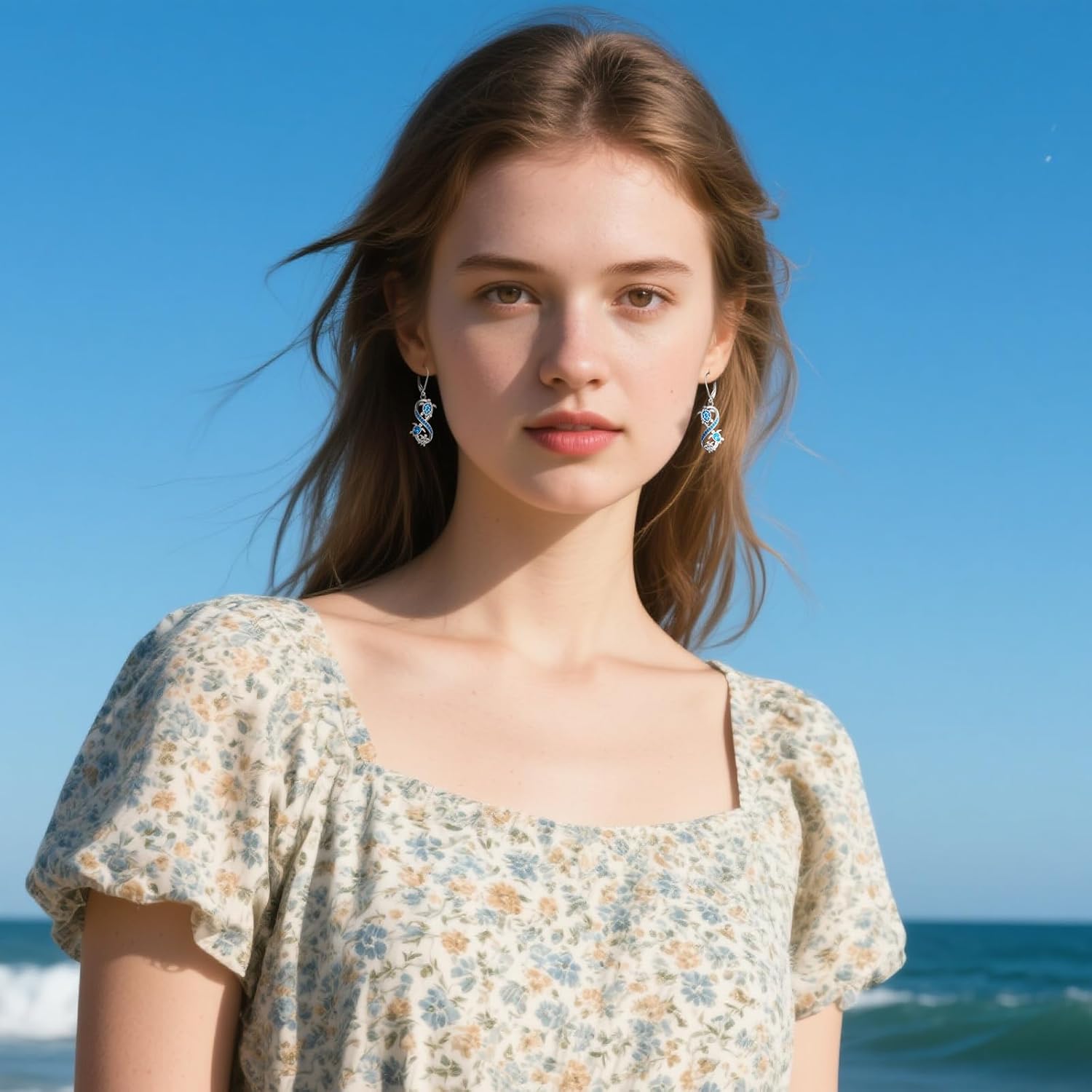 Sea Turtle Earrings for Women Opal Infinity Dangle Earrings Sterling Silver Trendy Blue Ocean for Lovers Gifts Leverback Hawaiian Jewelry - Image 6