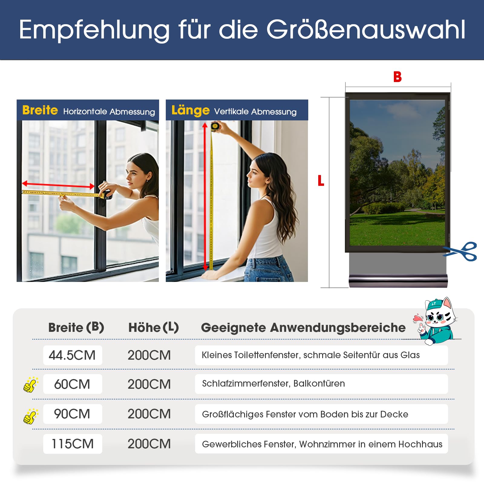 Lifetree Spiegelfolie Fensterfolie Schwarz-Silber Montageset 90x400cm | UV-Schutz Hitzeschutz Sonnenschutzfolie Selbstklebend Wärmeschutz, Sichtschutz Blickdicht für Fenster Innen Wohnzimmer Büro
