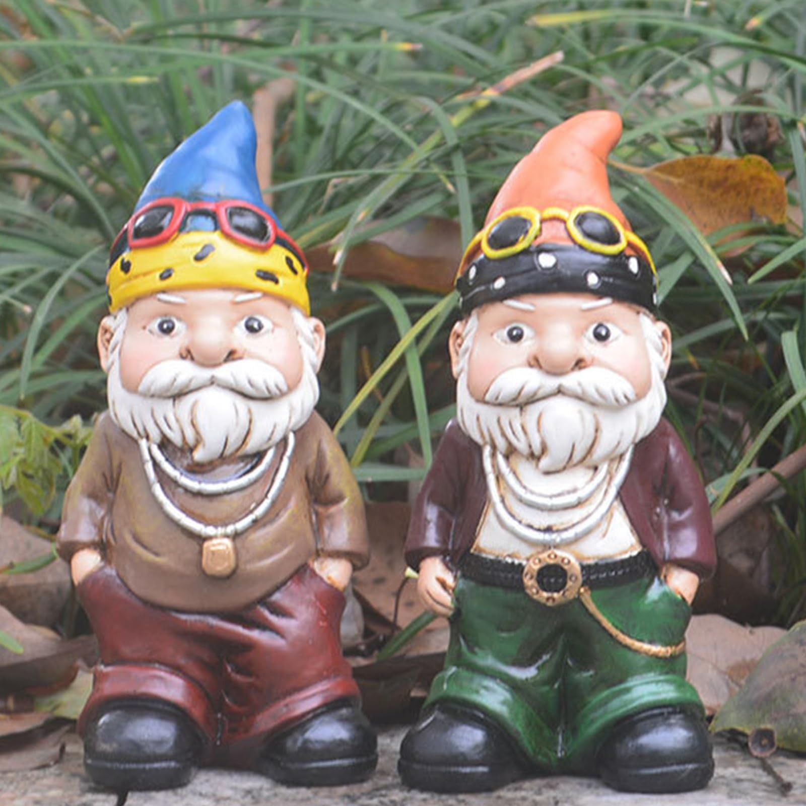 Krasnal ogrodowy z żywicy, punkowa figurka – 11,5 x 6 cm, dekoracja ogrodowa, dekoracyjna żywica krasnal na zewnątrz (mieszana)