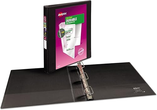 Miniatura 2 de Carpeta duradera con bisagras DuraHinge y anillos inclinados, 3 anillos, capacidad de 1 pulgada, 11 x 8.5, color negro