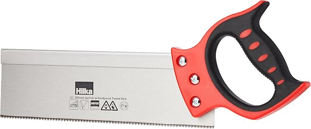 Hilka Tools 45700012 13TPI Tenon Saw Soft Grip, Red/Silver, 12-Inch