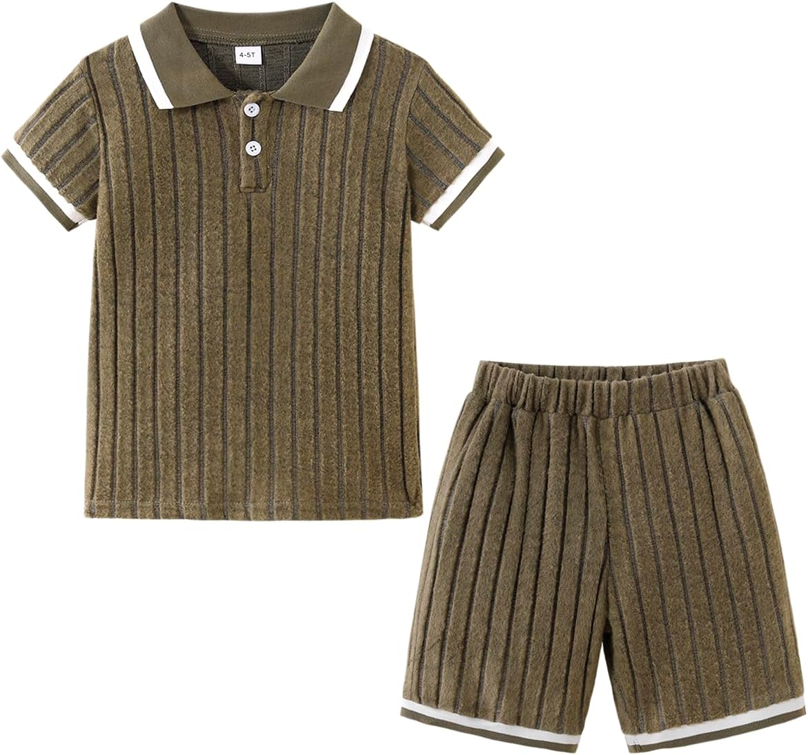 Boys 2 Piece Polo Short Sleeve Smmer Outfits Set, 4-8 Years Kids Casual Short Clothes Set