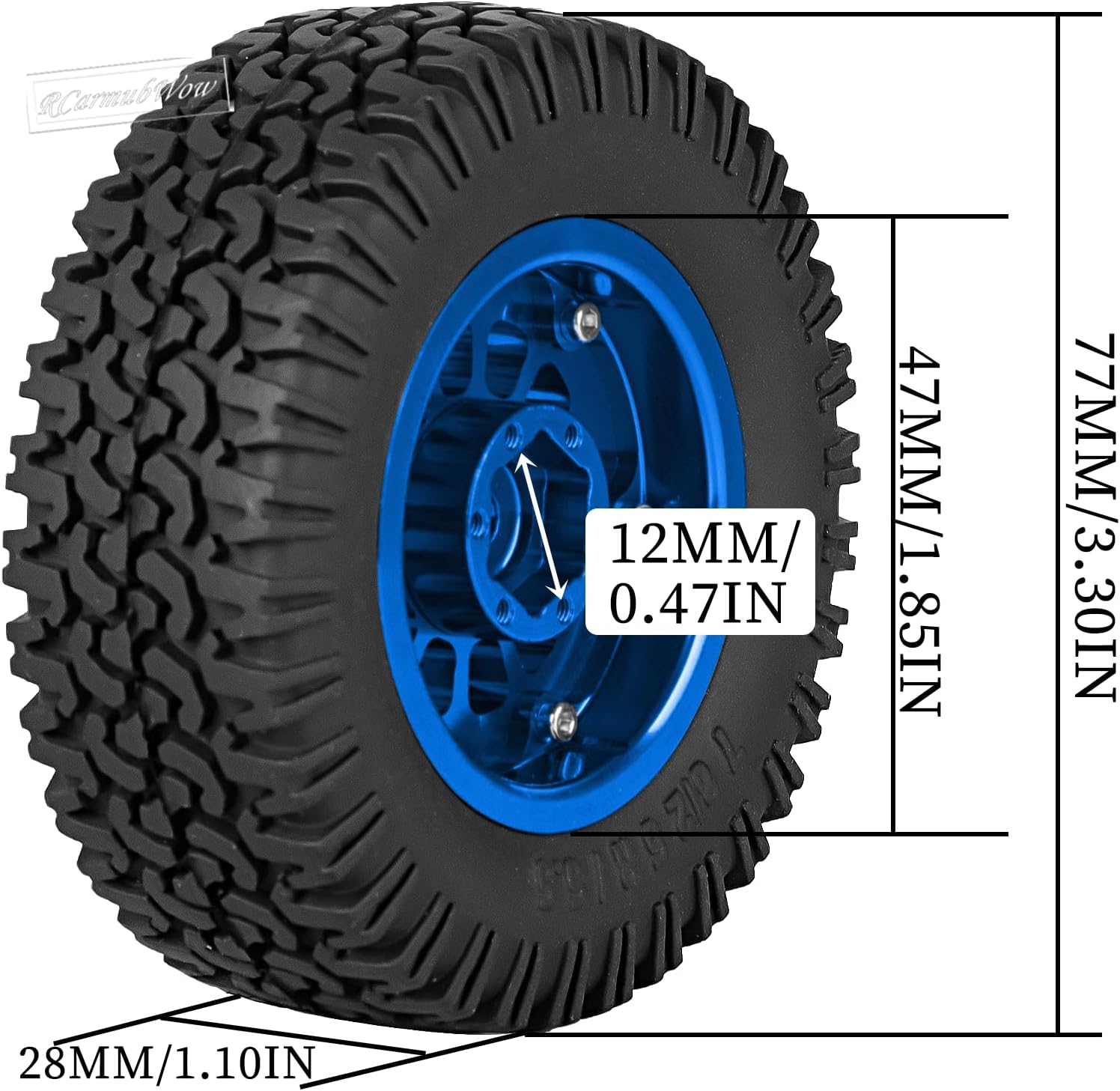 1.55 Inch Aluminum Alloy Beadlock Wheel and Tires for Tamiya AX90069 D90 TF2 CC01 CC02 1/10 RC Crawler Car,1.55 Beadlock Tires RC Rims,Soft Rubber All Terrain Tyre Metal Rims,Navy Blue