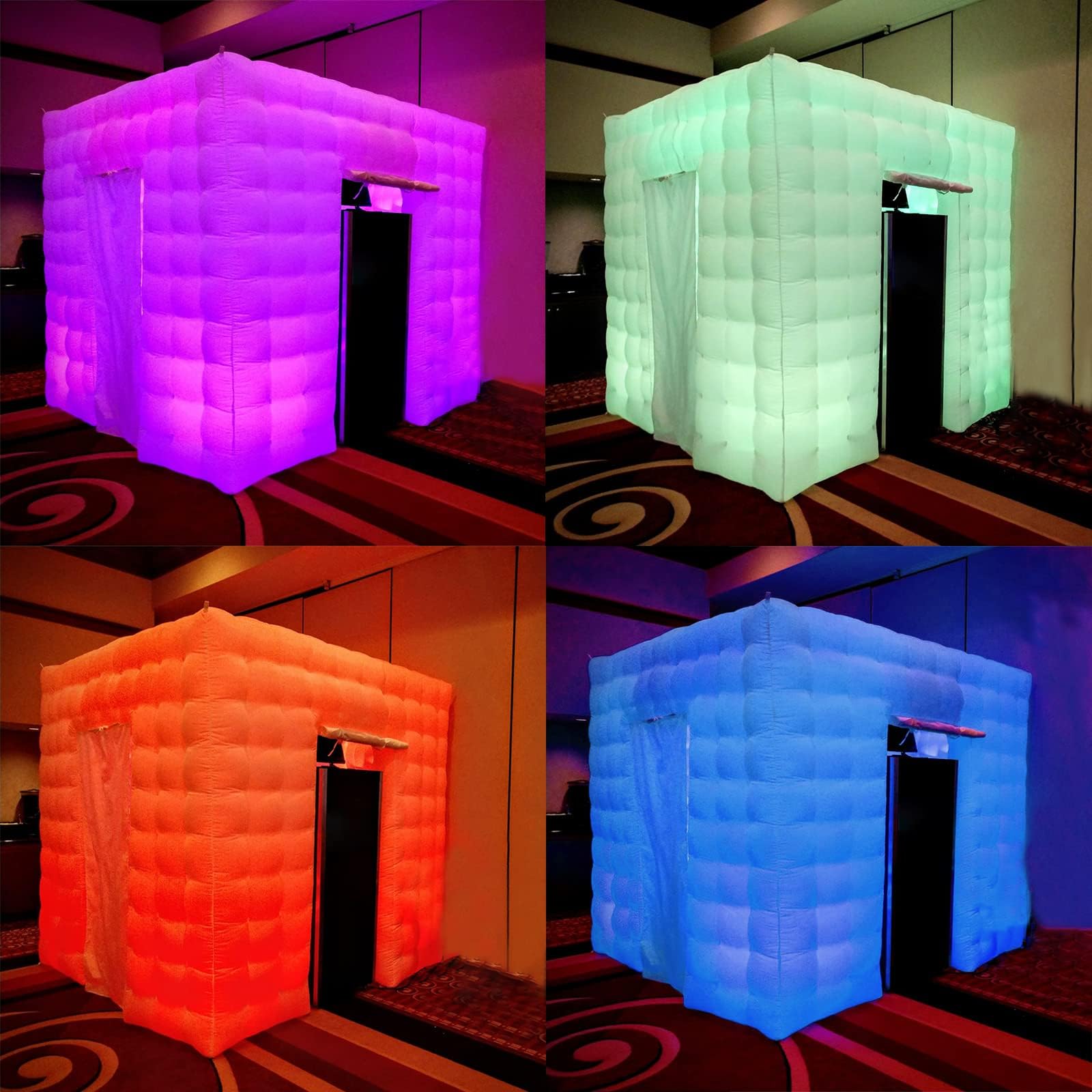 Staelea Portable Inflatable Photo Booth Enclosure (White, Two Doors, 8.2x8.2x8.2ft), Inflatable LED Photo Booth Tent with Air Blower, Photo Booth Backdrop for Wedding Event