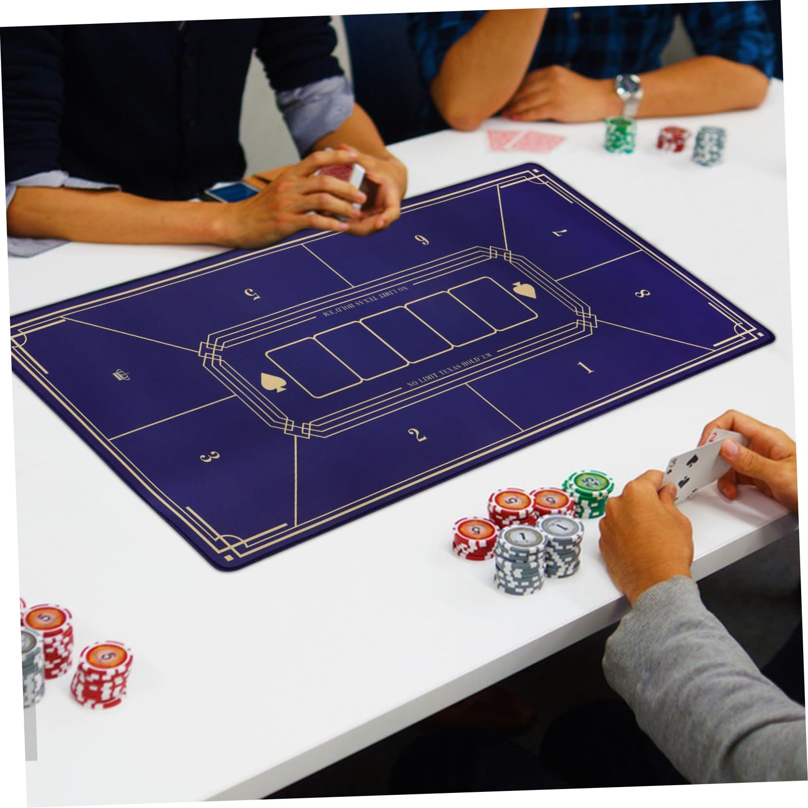 BESPORTBLE Tapete para Mesa de Póquer Azul de Resina y Goma Antideslizante, Fácil de Limpiar, Multipropósito para Entretenimiento en Casa y Fiestas Nocturnas