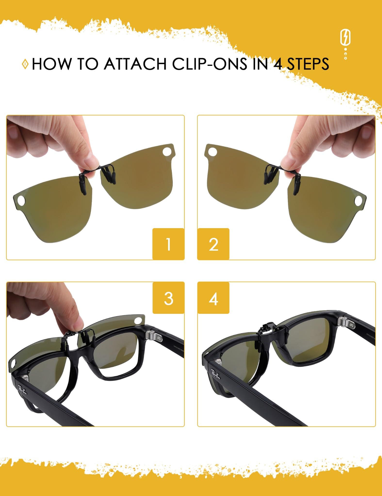 Occhiali da sole polarizzati clip-on Flip Up per Ray-Ban RB6489 | RX6489 58 mm, protezione UV e vestibilità sicura