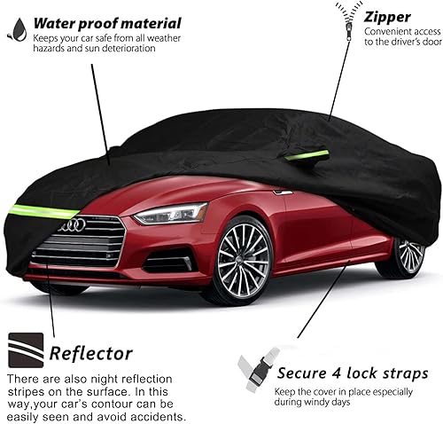 Miniatura 25 de YIXIN Funda impermeable para automóvil Audi A3/S3 2013-2024, ajuste personalizado, correa 100% impermeable a prueba de viento y bandas de cremallera