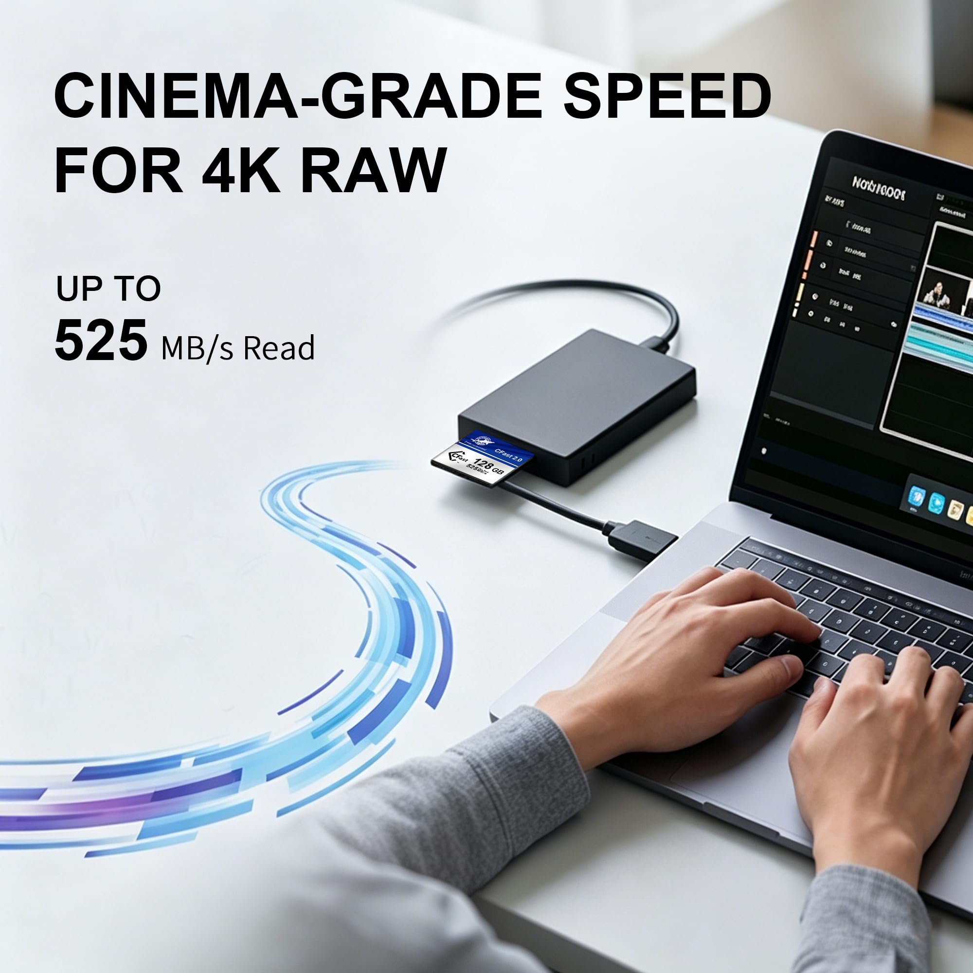 Dogfish - Scheda di memoria CFast 2.0 da 128 GB, fino a 525 MB/s, registrazione video 4K professionale e fotografia RAW, scheda CFast per fotocamere DSLR/Cinema