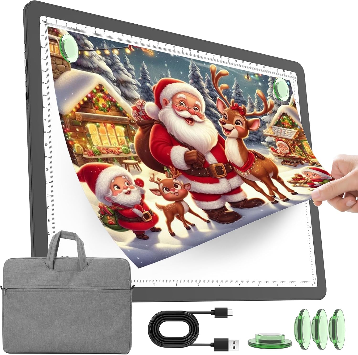 TOHETO Rechargeable A4 Light Pad with Carry Bag for Diamond Painting, Ultra Bright Tracing Light Box for Drawing, Wireless Lightbox for Tracing and Drawing, Cordless Diamond Art Light Board (Black)