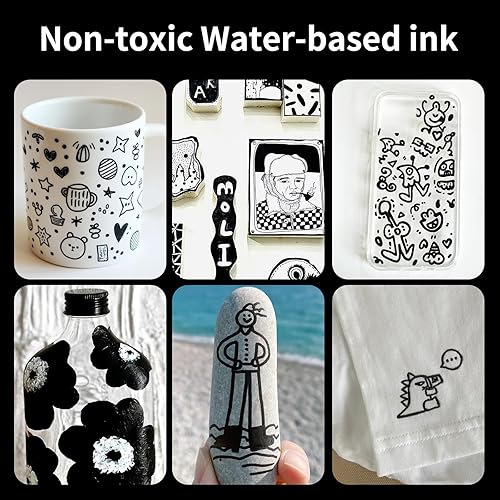 Miniatura 3 de Paquete de 2 bolígrafos de pintura acrílica negra, punta extrafina de 0.028 in, marcadores acrílicos a base de agua para madera, papel, pintura