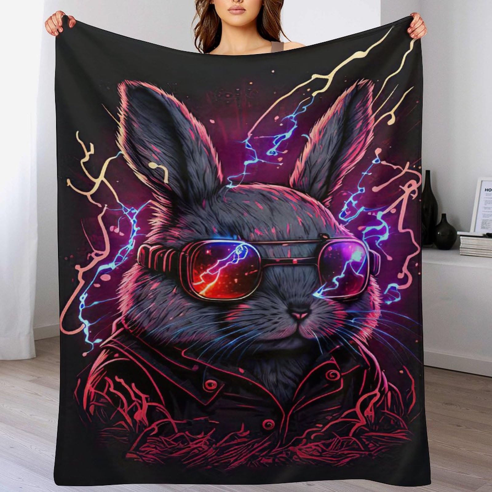 Couverture lapin chaude et douce en flannel lavable en machine