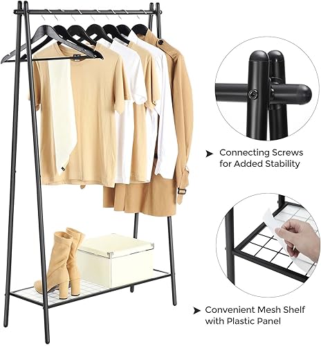 Miniatura 4 de SONGMICS Perchero para ropa, perchero con marco de acero, con riel para colgar y estante, 13.2 x 36.4 x 60.2 pulgadas, para dormitorio, vestidor,