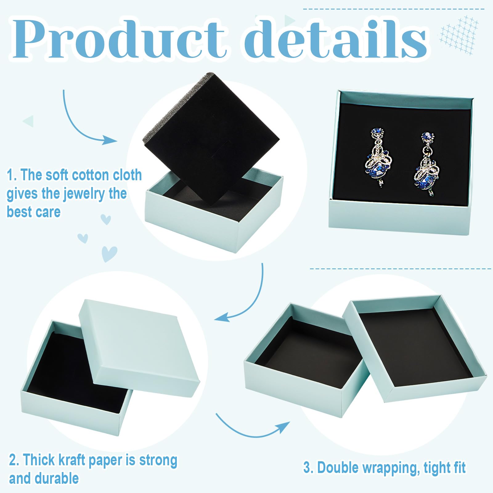 Cajas De Regalo Azules 3x3x1 PuLG, Con Cinta Y Tijeras | Meses Sin Interés