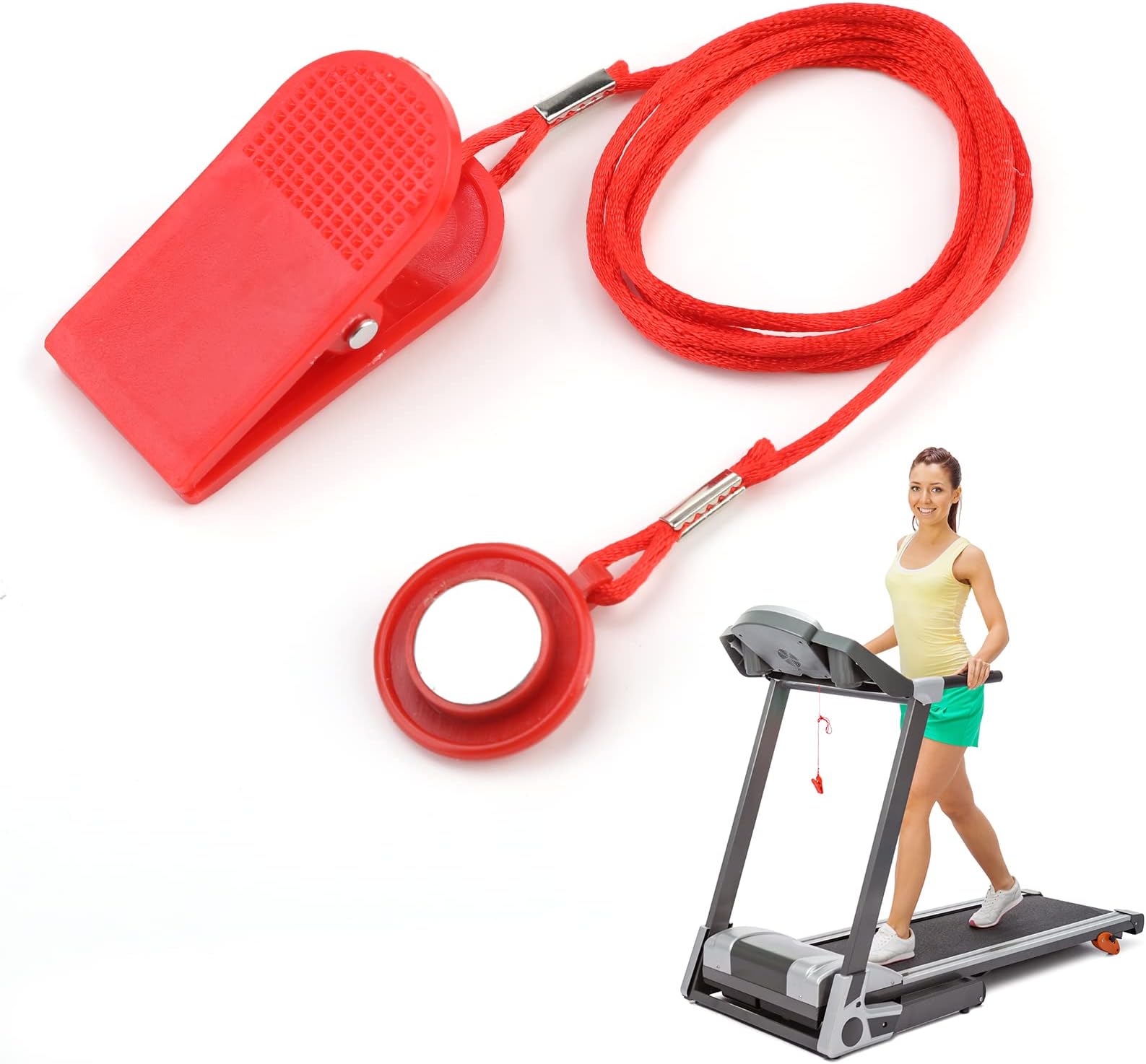QOCO Safety Key Treadmill, Universal Treadmill Emergency Stop Magnet Security Lock with 28mm Magnetic Shell for Image, Weslo, Reebok, Epic, Golds Gym, Freemotion,Most Treadmills Red