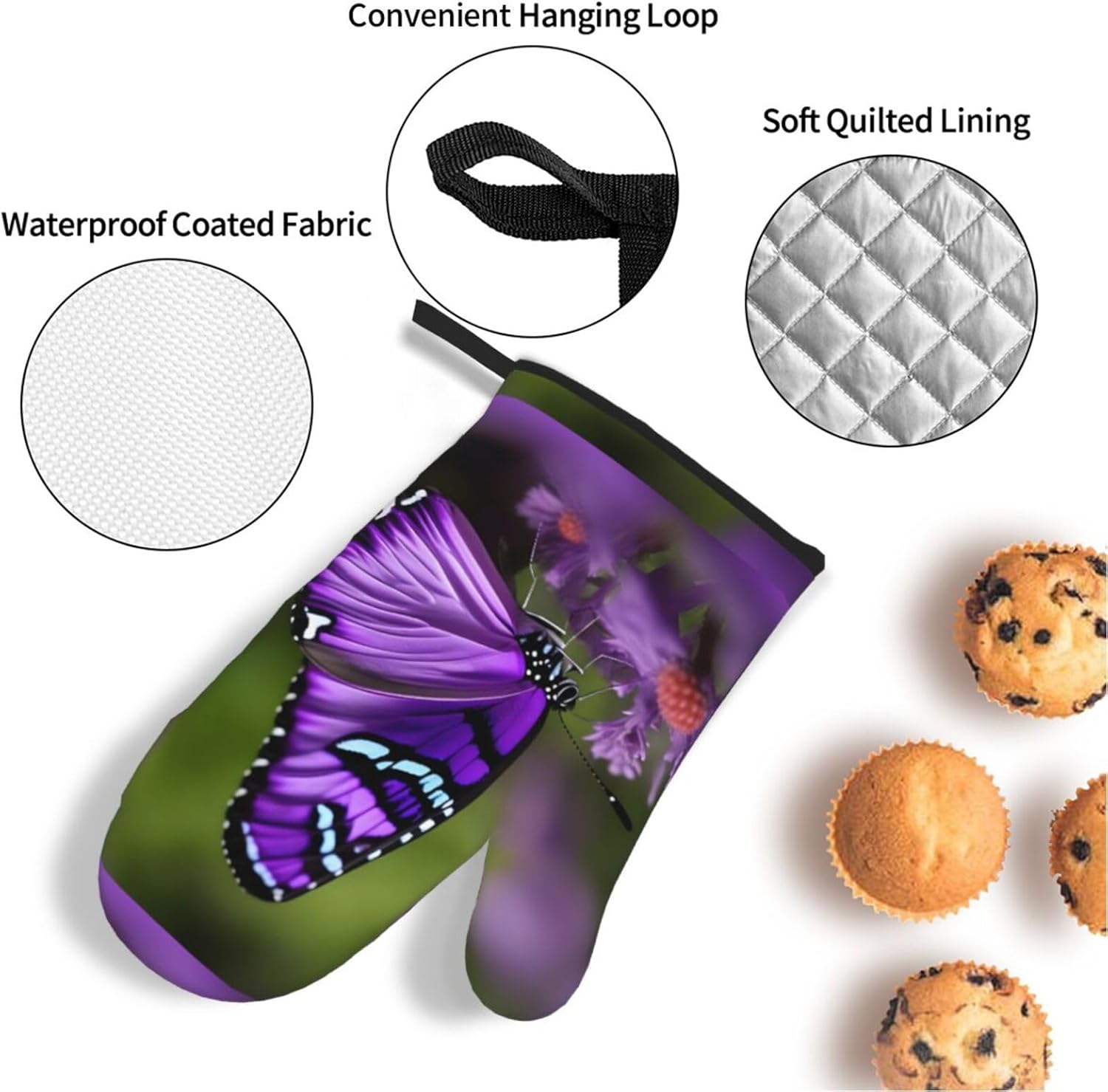 Lovely Purple Butterfly Kitchen baking four piece set, fit for cooking and baking, oven, microwave, and outdoor barbecue