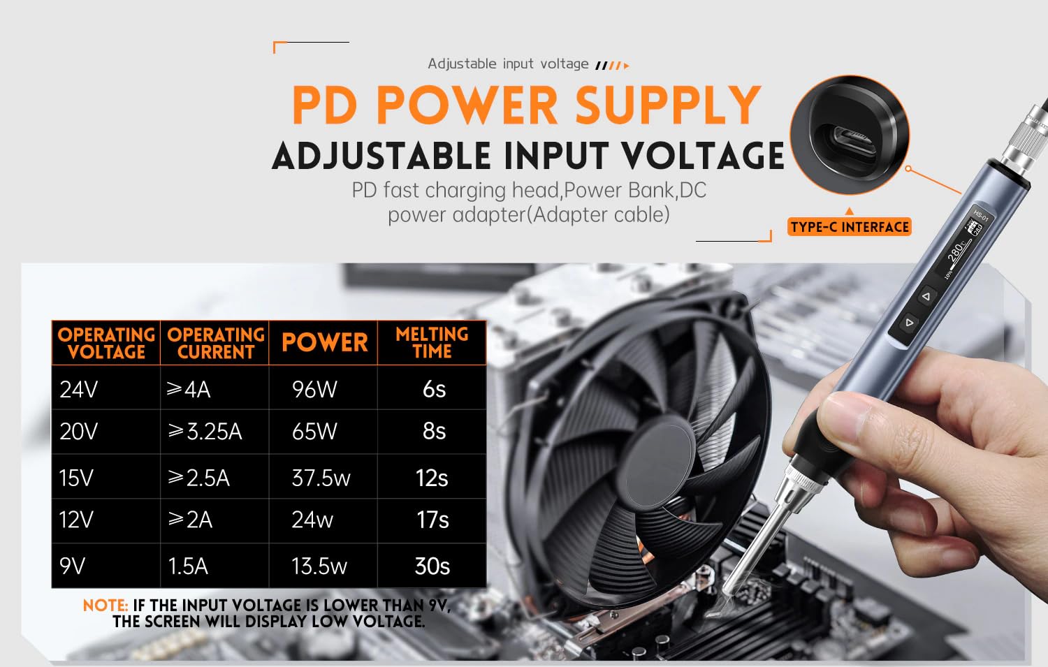 FNIRSI HS-01 - Soldador eléctrico inteligente PD de 65 W, temperatura constante ajustable, calor rápido, kit de estación de soldador portátil (Bule HS01-BC2)