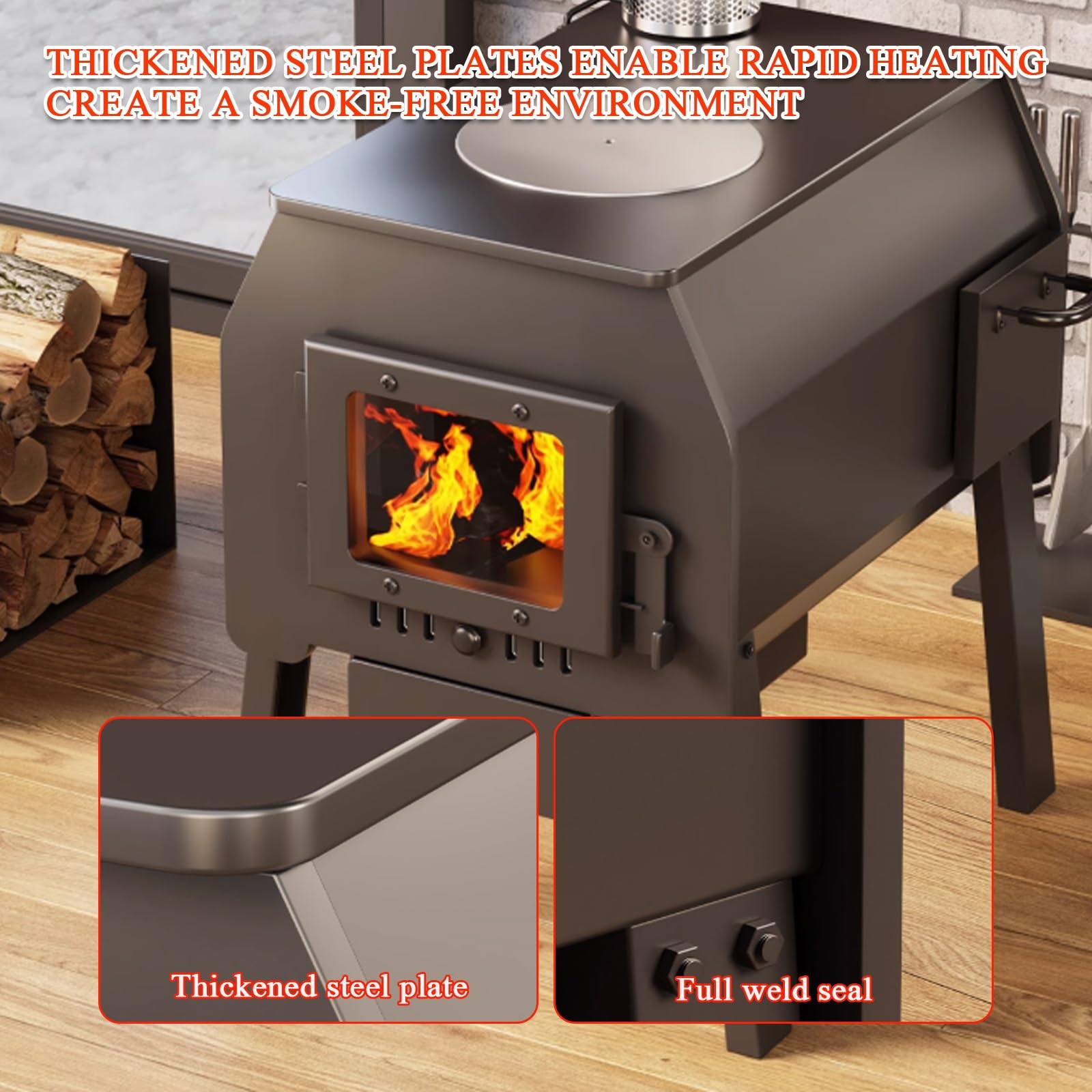 Stufa A Pellet, Cucina Economica A Legna Con Bocchettone Di Riempimento Del Combustibile Rapida Dissipazione Del Calore For Cucinare, Acqua Bollente