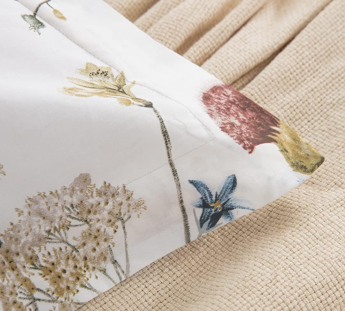 DAUAOTO Floral Garden Cotton Shams Pillow Cover 2 Pieces Set 20"x26" Standard Size Pillowcases, Aesthetic Botanical Flower Pattern