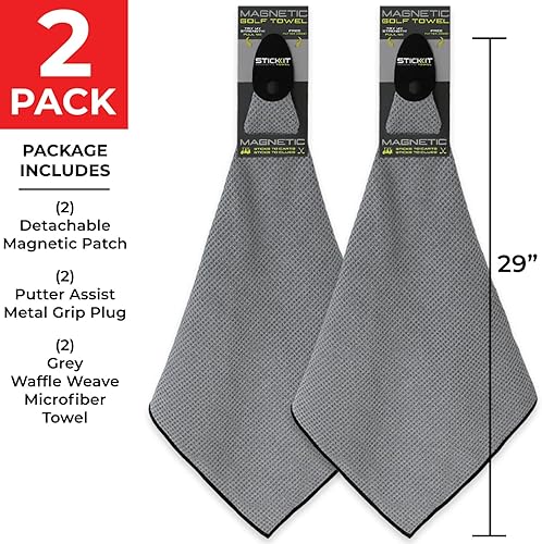 Miniatura 8 de STICKIT Toalla de golf magnética, microfibra de 29 pulgadas con bolsillos profundos de gofre, imán de fuerza industrial para un agarre seguro a