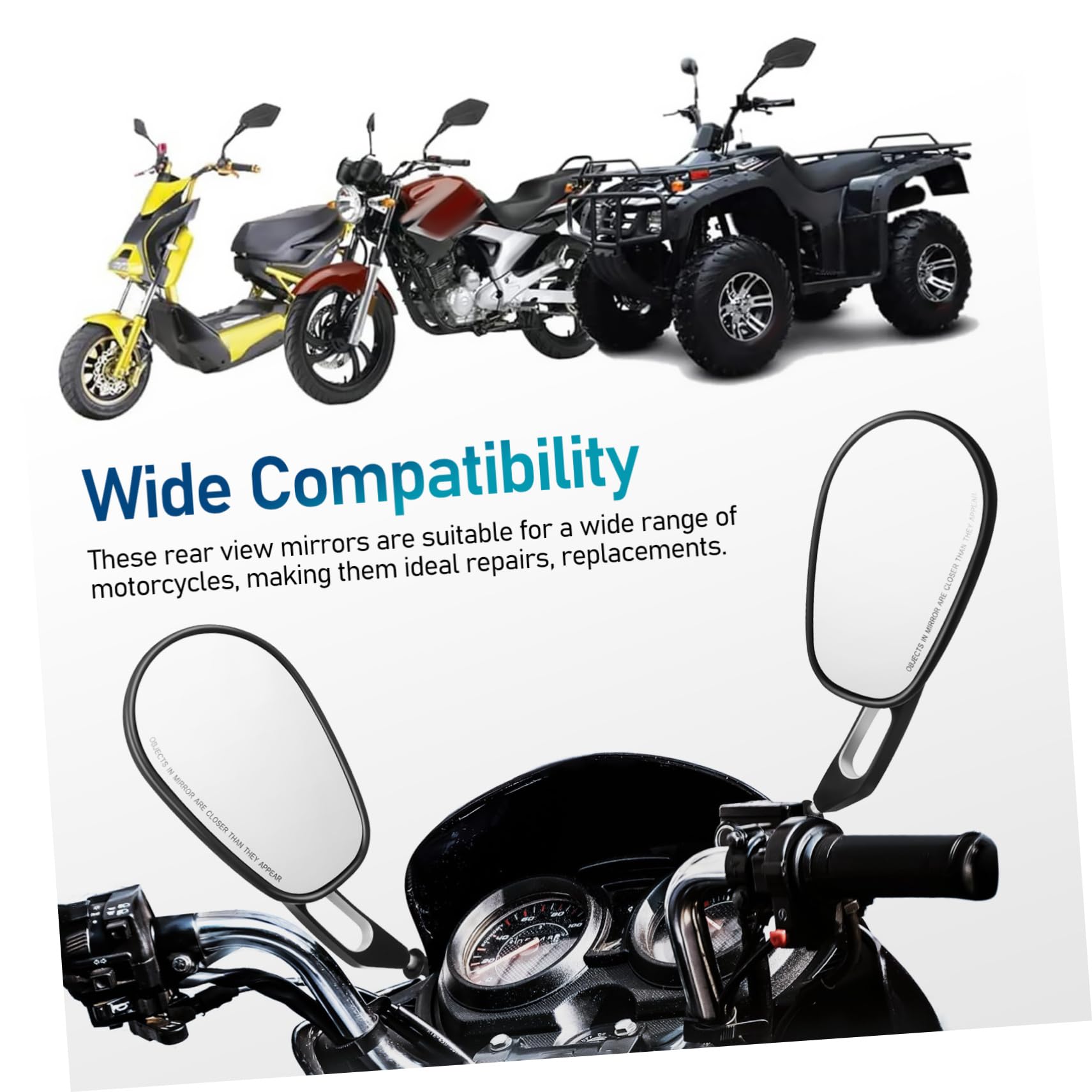 1set Specchietti Retrovisori Per Design Leggero Di Regolabili Per Manubri Scooter e Atv Facile Manutenzione e Aspetto Moderno