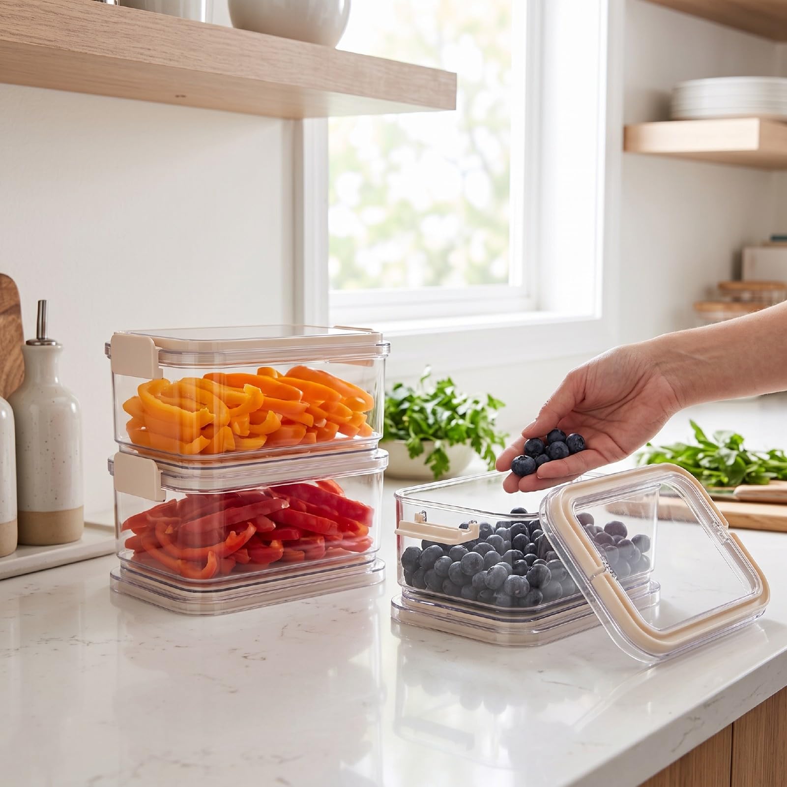 TOPINCN Contenedor de Alimentos de 3 Niveles, Recipiente de Plastico para