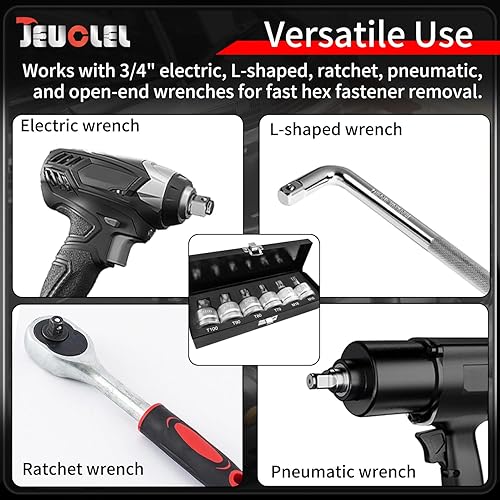 Vista 65 de Juego de llaves de vaso de impacto Torx Star de 6 puntos, T30 T40 T45 T50 T55 T60 T70 T80 1/2 pulgadas Kit de llaves Allen de accionamiento