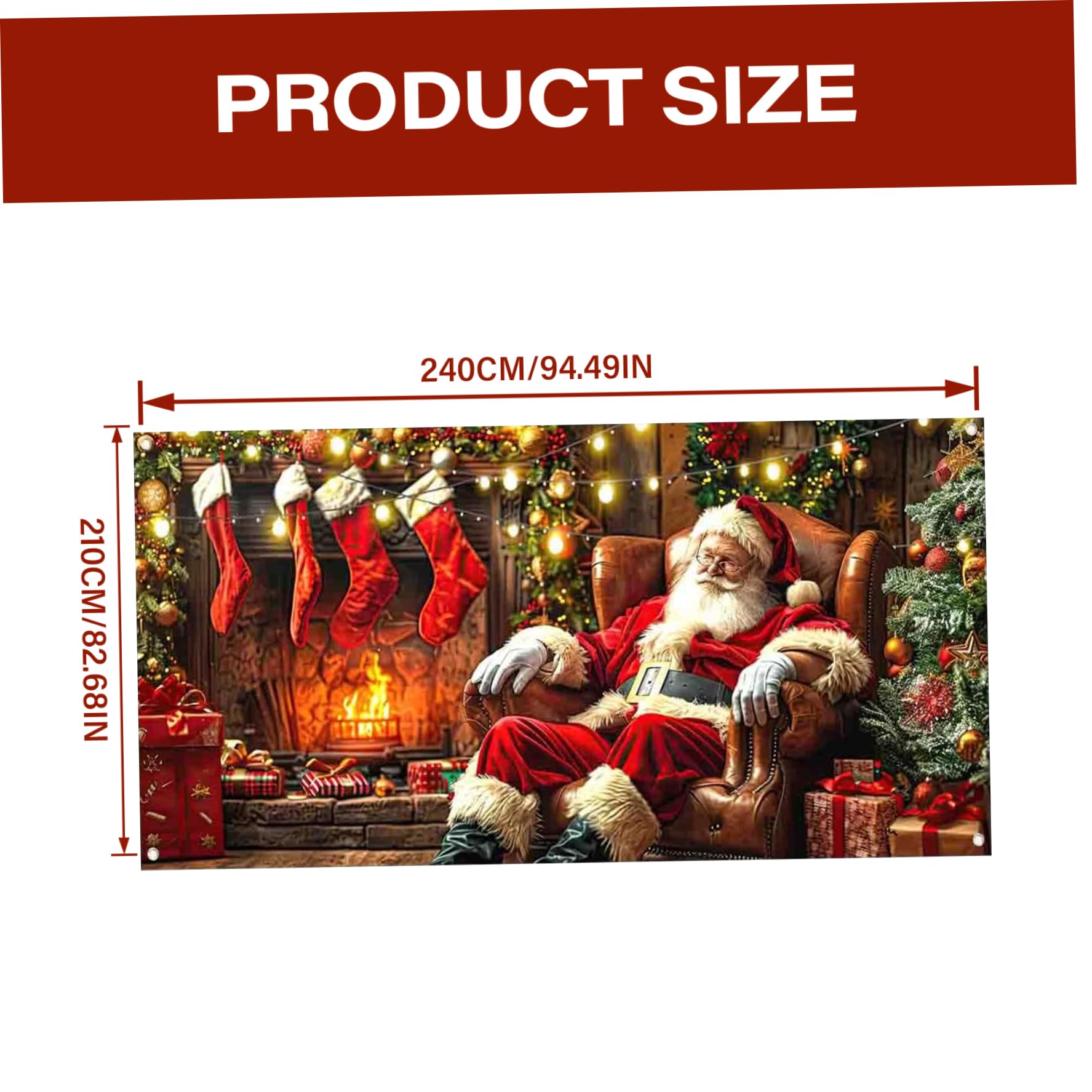 Bannière De Noël Pour Porte De Garage – Grand Format Avec Père Noël Et Rennes, Déco Extérieure