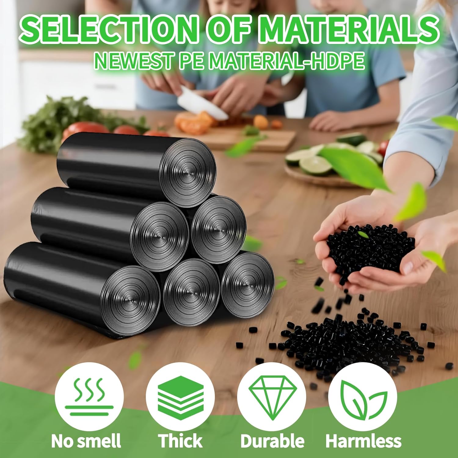 300 Count Small Drawstring Trash Bags for 2.6-Gallon (10 L) Trash Cans, Thick Pre-separated Garbage Bags, Mini Wastebasket can Liners for Bathroom Bedroom Office(Black)