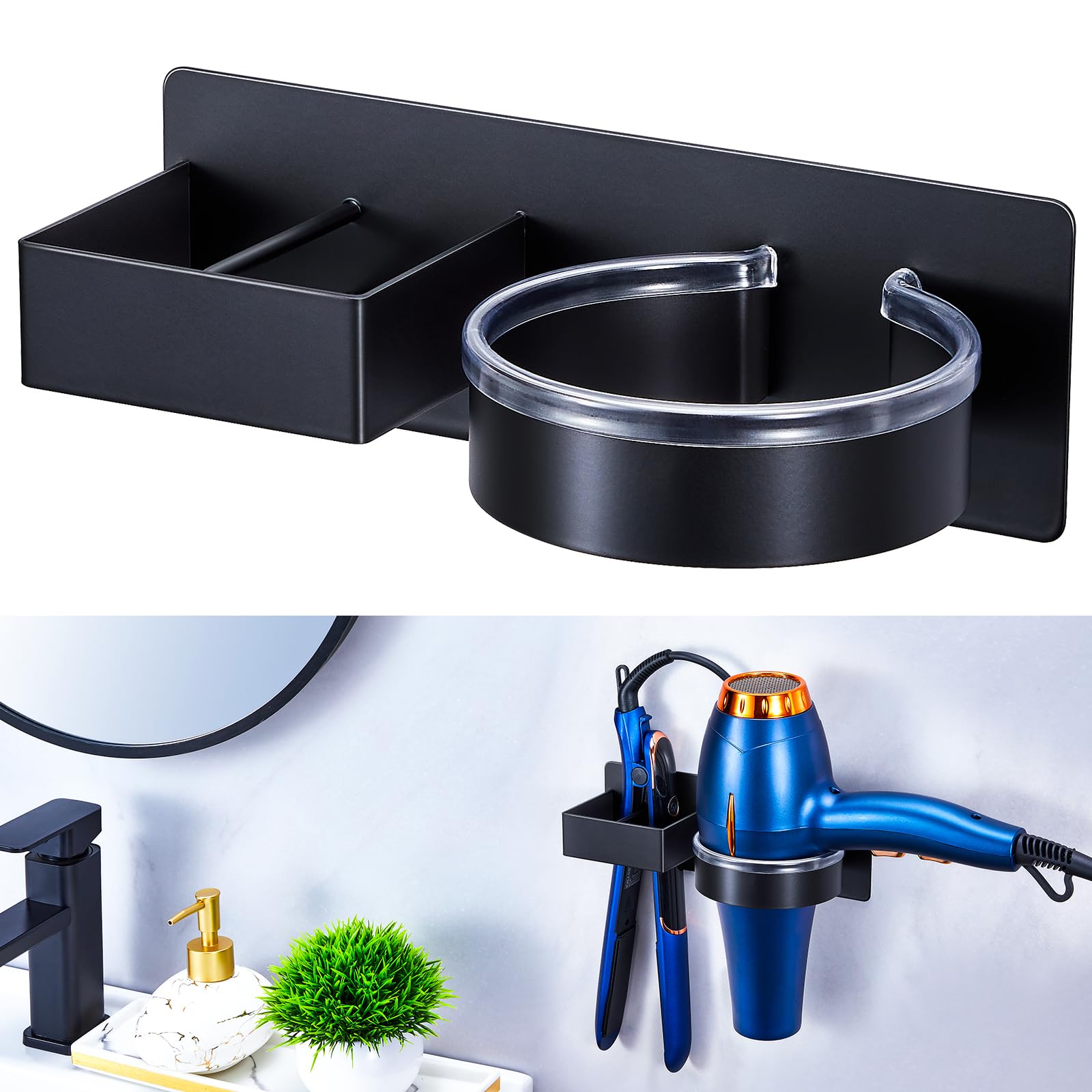 Soporte para secador de pelo montado en la pared