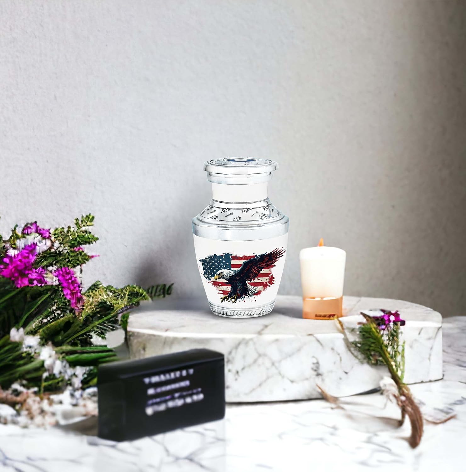 American Eagle: Soaring with Patriotism, Set of 2 Decorative Urn, Memorial Small Urns for Human Ashes, Small Keepsake Urns, Cremation Keepsake Urns, Mini Keepsake Funeral Urn 3''