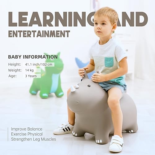 Vista 64 de ZOOJOY Bee Bouncy Animals Hopper, tolva inflable para rebotar, para interiores y exteriores, juguetes para saltar de rebote para niños pequeños