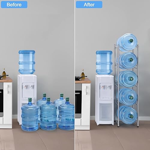Miniatura 10 de Soporte para botellas de agua de 5 galones, enfriador de agua, para almacenamiento de 3 botellas, desmontable y resistente, organizador de jarra de