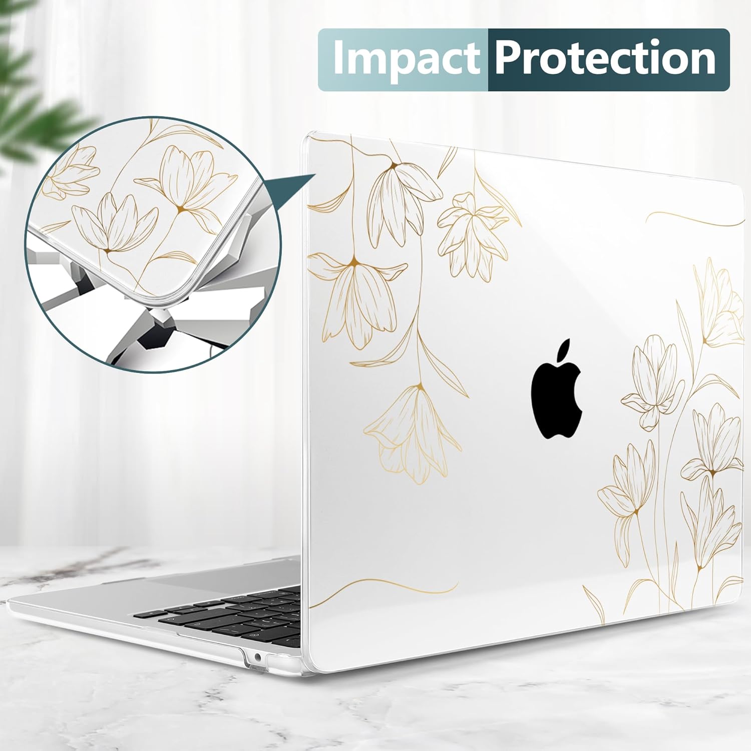 TWOLSKOO for MacBook Air 15 inch Case 2025 2024 2023 Release M4 A3241 M3 A3114 M2 A2941, Plastic Hard Shell & Screen Protector & Keyboard Cover & Trackpad Film, Florals X449 - Image 6