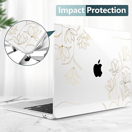 Miniatura 6 de TWOLSKOO Funda para MacBook Air M3 de 13.6 pulgadas 2024 2023 2022 A3113 A2681 M2 con Touch ID, carcasa rígida de plástico transparente con