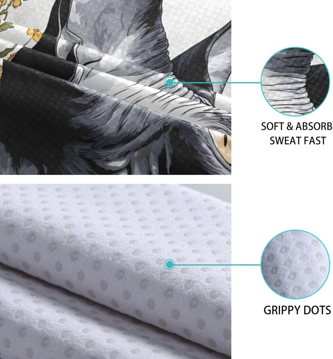 Hot Yoga Towel Peterbald Art – Stylish, Non-Slip, Grip Dots, Super Absorbent, 27" x 73" - Yoga Mat Towels for Exercise, Fitness