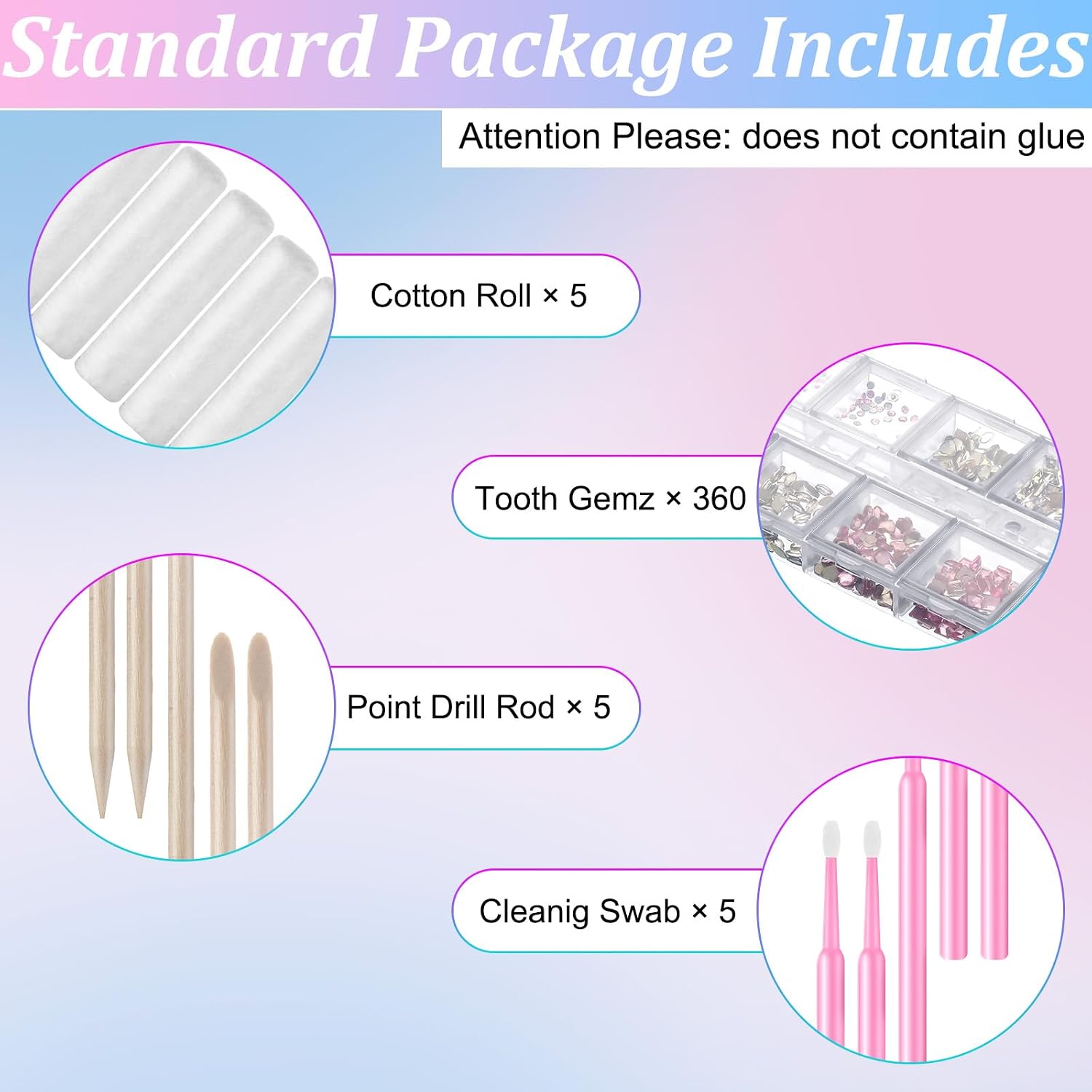 Sosation 377 Pcs 4 Shapes Tooth Gem Jewelry DIY Crystal Tooth Gems Professional Fashionable Artificial Crystal Reflective Ornaments Shining Teeth for Birthday Party Decor(Without Glue)
