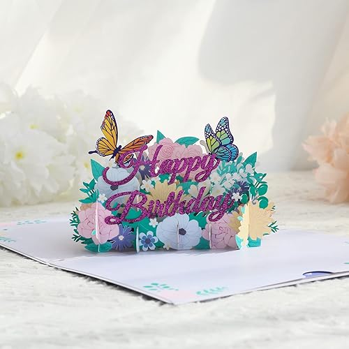 Miniatura 2 de Paper Spiritz Tarjeta desplegable de felicitación de cumpleaños para mujer, tarjeta de cumpleaños de mariposa con cubierta morada, tarjeta de