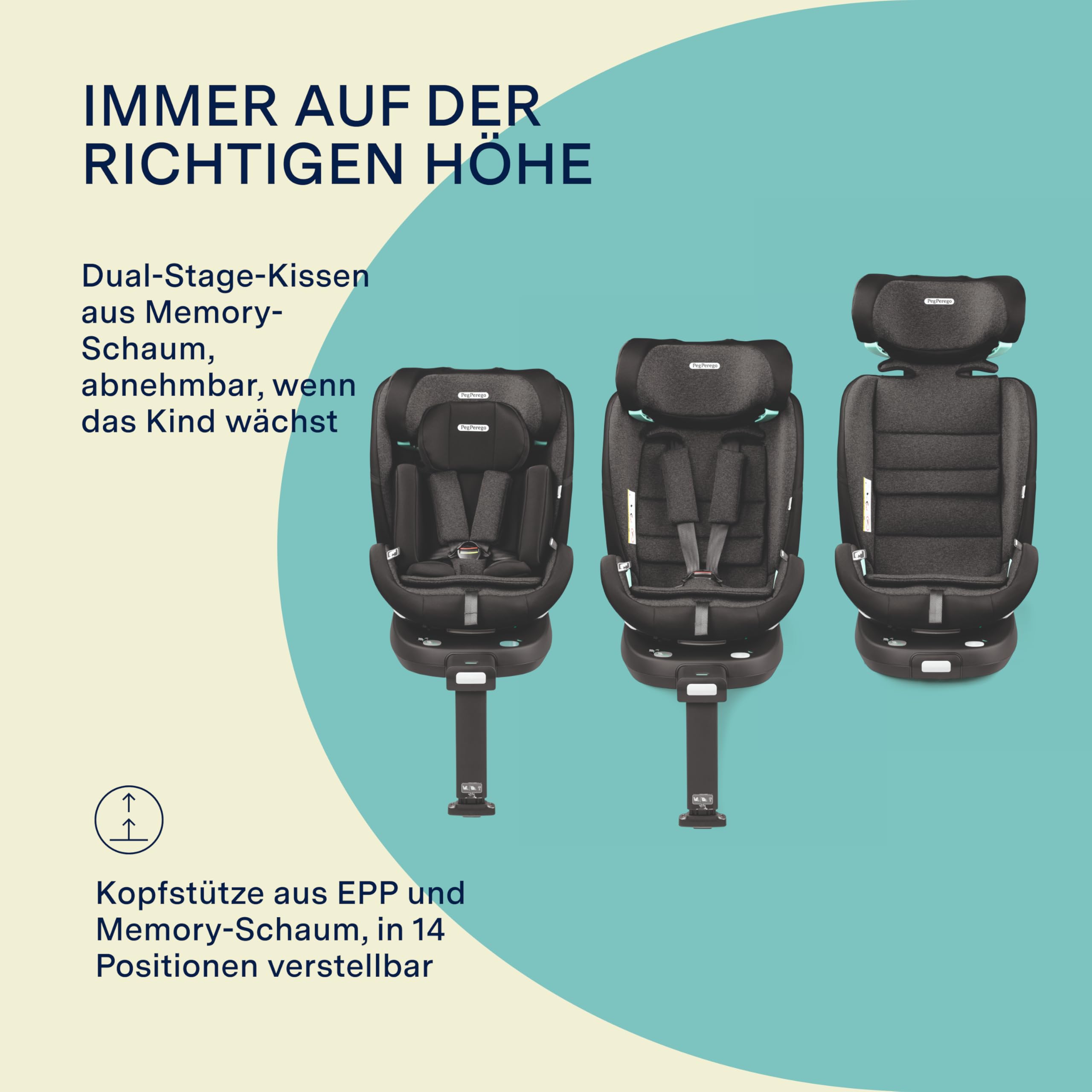 Peg Perego Primo Viaggio 360 EVO Autositz All-In-One mit ISOFIX, Drehbar, Verstellbar, für Kinder von der Geburt bis 150 cm (0-12 Jahre), 0-36 kg, Planet
