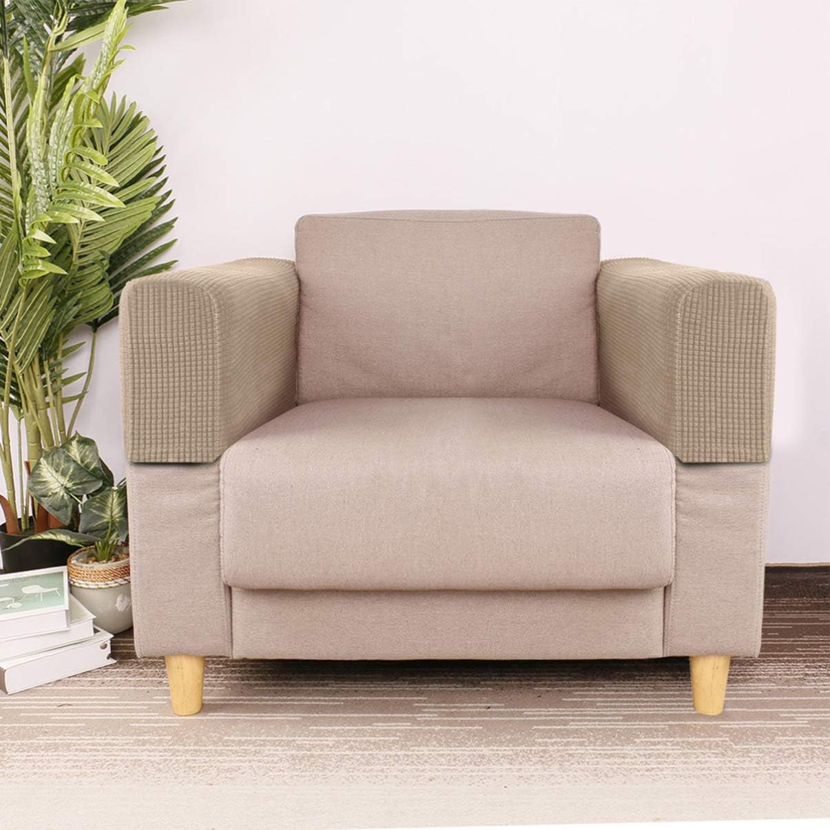 NOLITOY Elastic Sofa Armrest Cover Armrest Cover Arm Rest Towels (2pcs Light Grey) Unique Shuttle Weaving