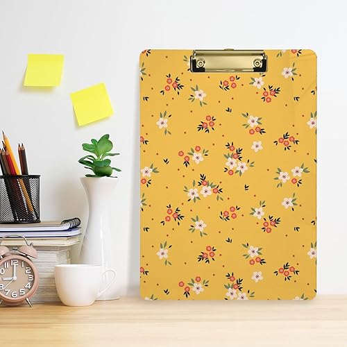 Miniatura 5 de Wildflowers - Portapapeles de flores amarillas con bonito diseño, tamaño carta, tamaño A4, tamaño estándar 9 x 12.5 pulgadas, con clip de metal de