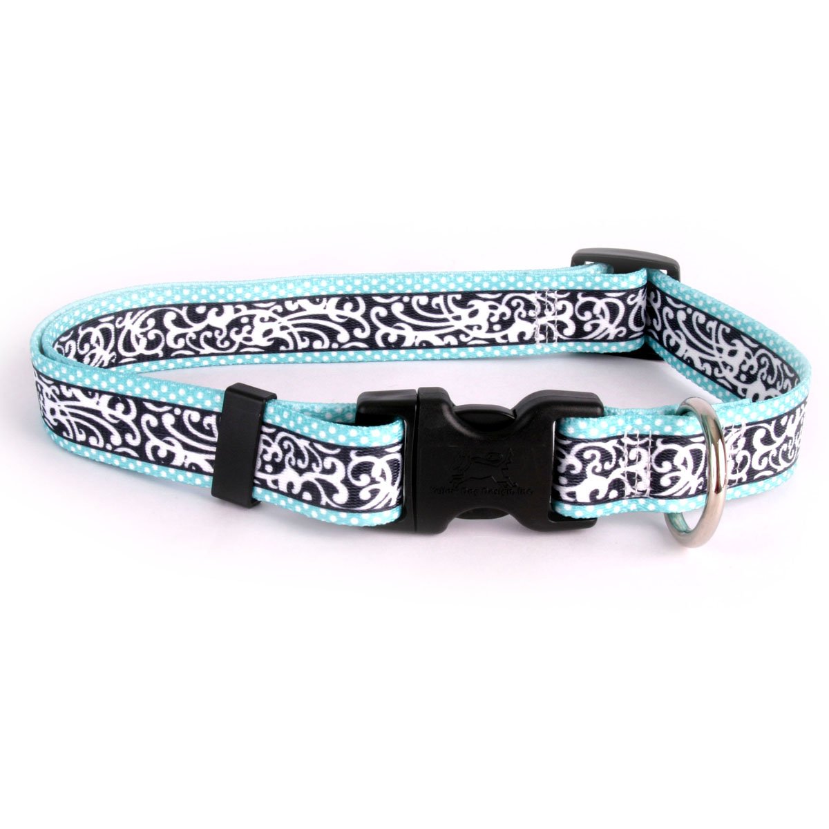 Yellow Dog Design Chantilly Teal Dog Collar Fits Neck 14 to 20"/4" Wide, Medium 3/4" Wide