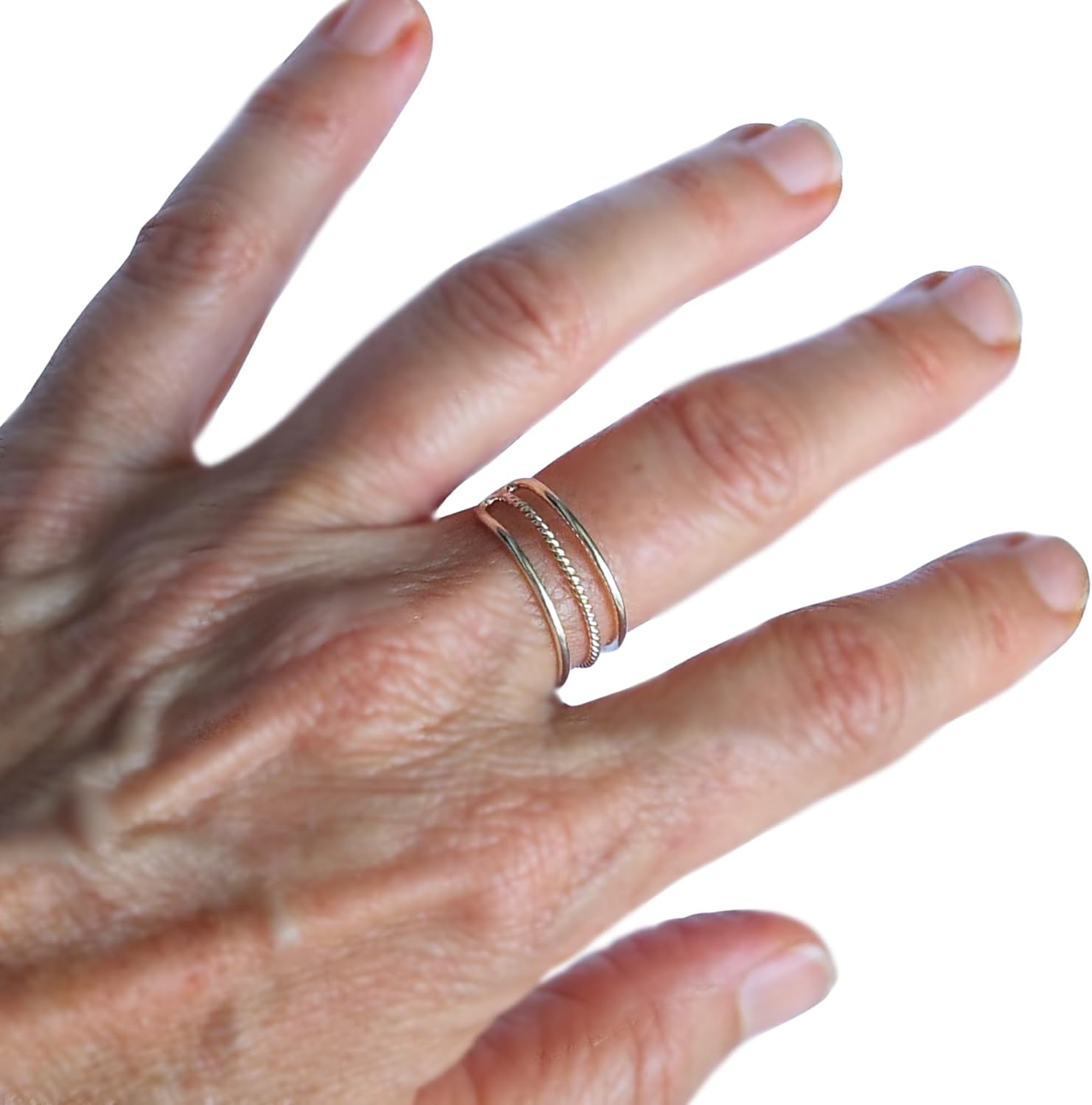 Handmade Silver Open Adjustable Ring - Balls/Leaf/Multi Band - 925 Sterling Silver Size 7 Hug Ring for Women, Small Dainty Minimalist Ring - Image 2