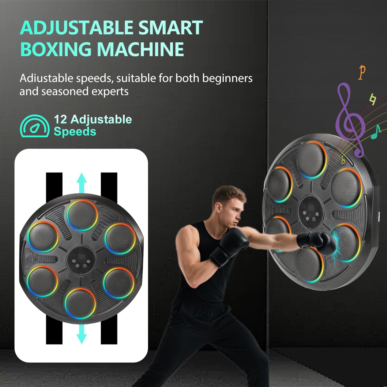 Macchina di Boxe Musicale con Bluetooth,Modello A Parete Di Boxe,12