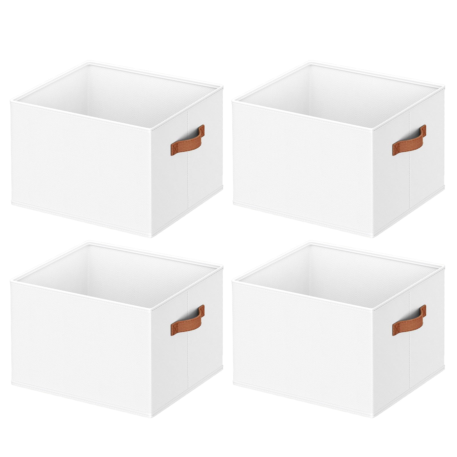4 Pack Collapsible Fabric Storage Boxes for Wardrobe Shelves, 14"x10",White