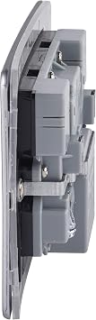 Schneider Electric Ultimate Low Profile - Switched Double Power Socket, 13A With 2 4A USB Charging Ports, GGBGU3524DBBC, Brushed Chrome With Black Insert